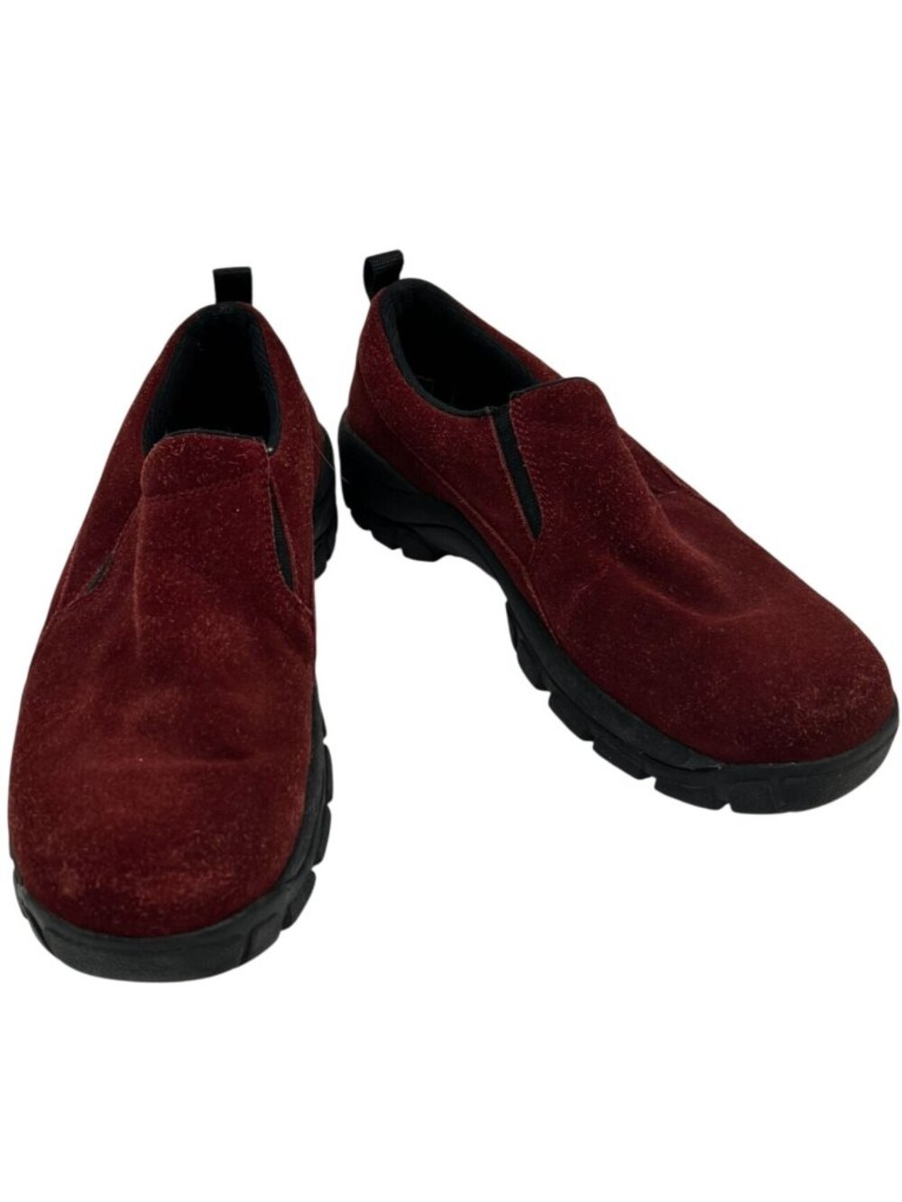 Lands End Womens Slip On Loafers Sandals 7HB Red Suede Classic Casual Clogs